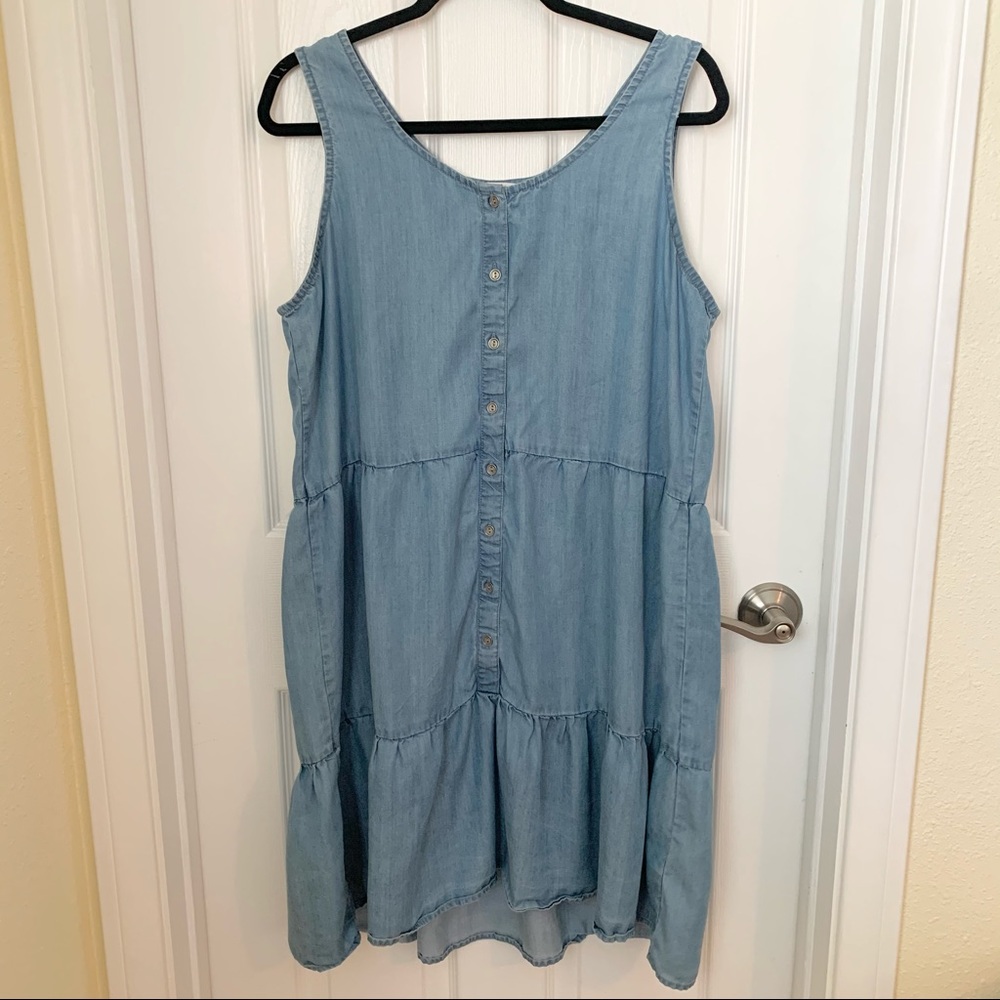 Beach Lunch Lounge Denim Ruffle Dress XL